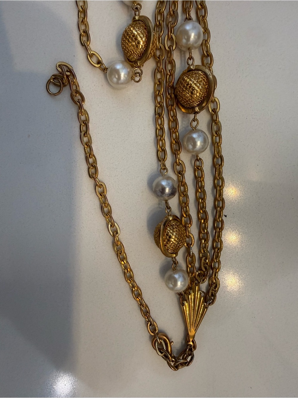 Gold Pearl Chain Necklace - Women Jewelry